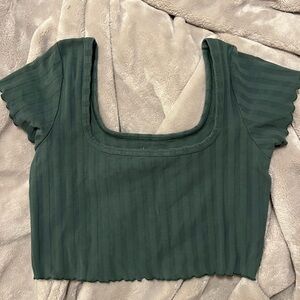 Aerie Offline Deep Green Ribbed Crop Top